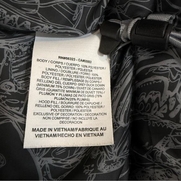 Jordan Hooded Black Puffer Jacket Grey Duck Down Coat - Picture 8 of 10